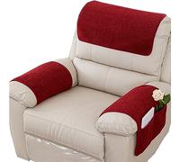 NNSMUN Armrest Cover, Recliner Chair Protector, Furniture Protector Slip, Side Storage Pocket, Stretch Armchair Couch Arm Rest Cover for Recliner, Chair, Sofa (Wine Red,2 Seater(4pcs))