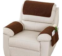 NNSMUN Armrest Cover, Recliner Chair Protector, Furniture Protector Slip, Side Storage Pocket, Stretch Armchair Couch Arm Rest Cover for Recliner, Chair, Sofa (Coffee,2 Seater(4pcs))