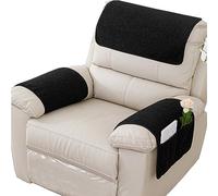 NNSMUN Armrest Cover, Recliner Chair Protector, Furniture Protector Slip, Side Storage Pocket, Stretch Armchair Couch Arm Rest Cover for Recliner, Chair, Sofa (Black,2 Seater(4pcs))