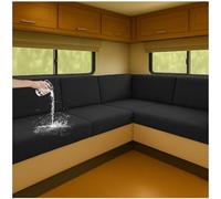 NNSMUN Stretch Jacquard Caravan Seat Cushion Covers for Waterproof RV Sofa Seats and Backrest Covers with Elastic Straps Multi-Size Fit for Camper, Motorhome & Indoor (Black,L 40-65cm,W 40-65cm)