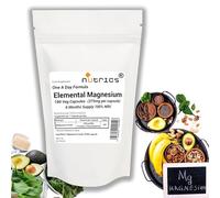 NNutrics® 100% NRV 375mg Elemental Magnesium 180 V Capsules (6 Months Supply) - Strong One A Day - 100% Pure, Free from fillers, Binders & Bulking Agents - MgO Supplement (180)