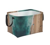 NNVren Aerial view of the beach Print Fabric Storage Bin Organizer Basket with Handles, Home Decorative Basket for Clothes Storage