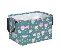 NNVren Cute little fox Print Fabric Storage Bin Organizer Basket with Handles, Home Decorative Basket for Clothes Storage