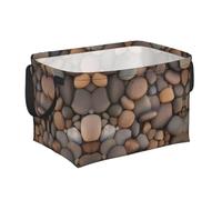 NNVren Pebbles in the beach Print Fabric Storage Bin Organizer Basket with Handles, Home Decorative Basket for Clothes Storage