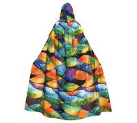 NNVren Rainbow Fish Scale Print Cloak, 58in Hooded Cape Cloak for Adults Unisex Halloween Witch Cosplay Costume Robes