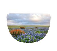 NNVren Texas Bluebonnets Scenery Print Half Circle Kitchen Mat, Bathroom Door Decor Mat,19"x30"（48x76cm） Home Front Welcome Pad Non Slip Flannel Rugs