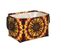 NNVren Turning the flame Print Fabric Storage Bin Organizer Basket with Handles, Home Decorative Basket for Clothes Storage