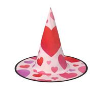 NNVren Valentine's Day Heart Shape Print Halloween Witch Hat For Women, Costume Accessory for Party