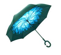 NNY Inc Double Layer Inverted Umbrella Cars Reverse Open Folding Umbrellas, Windproof UV Protection Large Self Stand Upside Down Straight Umbrella for Golf Women and Men with C-Shaped (Snow Night)