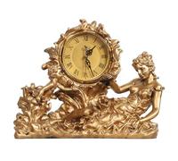 NNYCC Bedside Clock Clocks For Bedrooms Hand Carved Floral Design Antique Finish Silent Ticking Victorian Style For Peaceful Sleep Home Office Decor,Gold,C