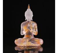 NNYCC Crystal Resin Buddha Statue Indoor Meditation Decor,23cm Thai Sitting Buddha Figurine Spiritual Gifts for Tabletop Zen,White,L