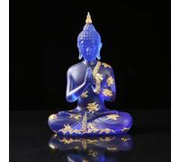NNYCC Crystal Resin Buddha Statue Indoor Meditation Decor,Thai Sitting Buddha Figurine Spiritual Gifts for Tabletop Zen,Blue,L
