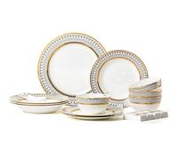NNYCC Dinner Sets for 4 People Luxury Bone Porcelain Dinnerware Set with Coffee Cup Hand Painted Gold Rimmed Design Enhance Your Dining Table for Daily Use and Special Occasions,4 Person Suit