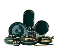 NNYCC Dinner Sets for 6 People 24 Piece Dinner Set Service Combination Sets Porcelain Tableware Set Hand Painted Gold Rim Bone China Not Easily Broken Wear Resistant Scratch Resistant