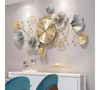 NNYCC Large Wall Clock Modern Stylish Wall Clock Decorative Metal Ginkgo Leaf Design Style Eternal Love Theme Symbolic Gold Finish Kitchens Living Rooms Family Rooms Study Gold,S