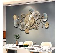 NNYCC Very Large Wall Clocks Modern Stylish Wall Clock Metal Wall Clock Decorative Metal Ginkgo Leaf Design Style Kitchens Living Rooms Family Rooms Study Gold,L