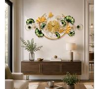 NNYCC YCC Large Modern Decorative Wall Clock Silent Metal | 39 Inch Large Wall Clocks Ginkgo Leaf Mute Wall Clock For Living Room Bedroom Hotel Porch Gold,50x100cm