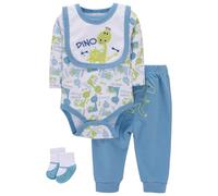 NNYX Newborn Baby Boys Girls Clothing Set,100% Cotton, 4Pcs Baby Grow Set For 0-12 Months, Newborn Hat, Socks & Bib, Newborn Outfit Clothes,Infant Bodysuit & Trousers Outfit, Best Gift For Boys Girls