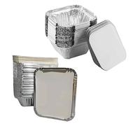 ( + ) NO 1 Aluminium Foil Containers Tray with Lid Takeaway Foil Food Containers for Cooking, Food Storage BBQ, Baking, Catering Trays