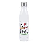 No.1 Dad Cricket Double Wall Water Bottle Insulated Stainless Steel Sports Drinks 500ml White