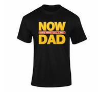 No.1 Dad T Shirt - Funny Retro Style Gift for Dad, NOW Music Inspired Graphic Tee for Father’s Day or Birthday - Black M