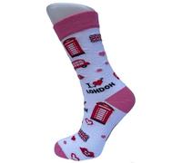 No.1 Gifts London Icons Big Ben Red Bus Union Jack Socks, Seamless Novelty Fun Gift Socks EUR 36-42 UK 4-7