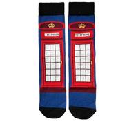 No.1 Gifts London Style Telephone Box Crew Socks, Cotton Blend, EU 32-36, Seamless Stretch, 8-11 Years, UK 1-3.5