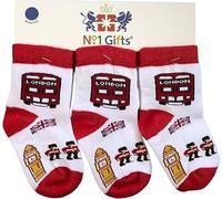 No.1 Gifts Seamless London Union Jack Big Ben Guard Toddler Kids Socks 0-36 Months (3 Pairs) (24-36 Months)