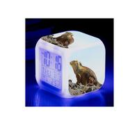 (No. 10, Three-sided alarm clock) Land Iguana Large Screen Digital LED Seven-Color Square Clock Student and Children's Electronic Alarm Clock