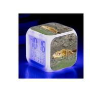 (No. 11, Three-sided alarm clock) Land Iguana Large Screen Digital LED Seven-Color Square Clock Student and Children's Electronic Alarm Clock