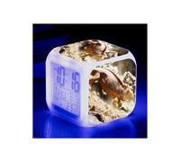 (No. 12, Three-sided alarm clock) Land Iguana Large Screen Digital LED Seven-Color Square Clock Student and Children's Electronic Alarm Clock