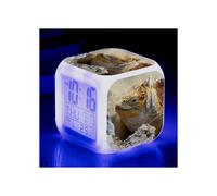 (No. 2, Three-sided alarm clock) Land Iguana Large Screen Digital LED Seven-Color Square Clock Student and Children's Electronic Alarm Clock