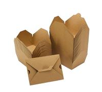 No.3 Kraft Food Boxes, Cardboard Deli Containers, Disposable takeaway Boxes, Cardboard Food Containers for Stir-Fries, Salads, Meals, BBQ, Restaurants and Cafes (2000ml, case of 50)