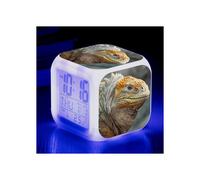 (No. 3, Three-sided alarm clock) Land Iguana Large Screen Digital LED Seven-Color Square Clock Student and Children's Electronic Alarm Clock