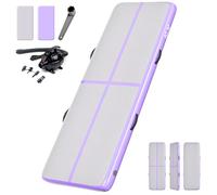 NO. 32 Inflatable Gymnastics Tumbling Mat with Electric Pump. 10ft Air Gymnastics Tumble Track Training Mat for Home/Exercise/Fitness/Pilates/Yoga/Martial Arts/Gym/Beach/Garden/Cheerleading/Water Fun