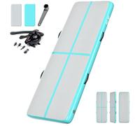 NO. 32 Inflatable Gymnastics Tumbling Mat with Electric Pump. 10ft Air Gymnastics Tumble Track Training Mat for Home/Exercise/Fitness/Pilates/Yoga/Martial Arts/Gym/Beach/Garden/Cheerleading/Water Fun