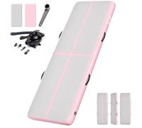 NO. 32 Inflatable Gymnastics Tumbling Mat with Electric Pump. 10ft Air Gymnastics Tumble Track Training Mat for Home/Exercise/Fitness/Pilates/Yoga/Martial Arts/Gym/Beach/Garden/Cheerleading/Water Fun