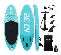 NO. 32 Inflatable Stand Up Paddle Board | 7ft / 213cm Inflatable SUP Board Beginner's Surfboard Kit w/Adjustable Paddle | Air Pump w/Pressure Guage | Repair Kit | Premium Leash & Carry Backpack