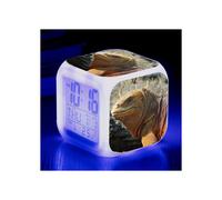 (No. 4, Three-sided alarm clock) Land Iguana Large Screen Digital LED Seven-Color Square Clock Student and Children's Electronic Alarm Clock