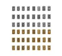 NO 48 Pieces Norse Viking Rune Beads, Vikings Runes Beads,Runes Beads Silver,Antique DIY Bracelet Hair Beards,Suitable for Hair, Beards, Bracelets, Necklaces (Silver+Ancient gold)