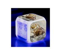 (No. 5, Three-sided alarm clock) Land Iguana Large Screen Digital LED Seven-Color Square Clock Student and Children's Electronic Alarm Clock