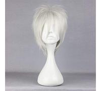 NO.6.Shion Short Silver White Fluffy Synthetic Hair Cosplay Anime Wigs Heat Resistance Costume Wigs + Wig Cap