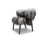 No 7 Armchair Fully Upholstered Dark Oiled Oak and Sheepskin Long