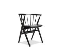 No 8 Dining Chair Black Oak and Black Leather