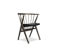 No 8 Dining Chair Dark Oiled Oak and Black Leather