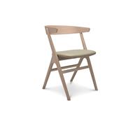 No 9 Dining Chair White Oiled Oak Wood and Light Gray Leather