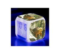 (No. 9, Three-sided alarm clock) Land Iguana Large Screen Digital LED Seven-Color Square Clock Student and Children's Electronic Alarm Clock