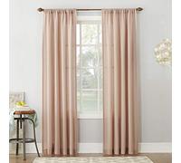 No. 918 Amalfi Linen Blend Textured Semi-Sheer Rod Pocket Curtain Panel, 54" x 84", Blush Pink