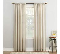 No. 918 Amalfi Linen Blend Textured Semi-Sheer Rod Pocket Curtain Panel, 54" x 84", Ivory