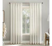 No. 918 Amalfi Linen Blend Textured Semi-Sheer Rod Pocket Curtain Panel, 54" x 84", Pearl White